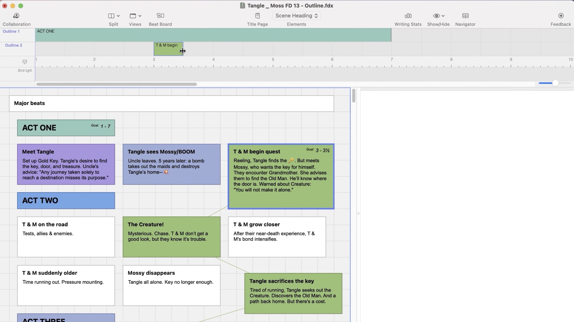 Beat Sheet in Outline Editor