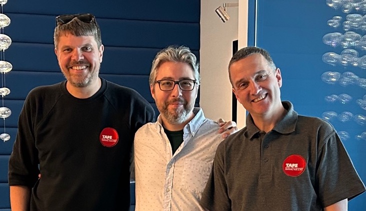 From left, TAPE's Chief Officer Neil Dunsire, Final Draft's Mario Moreno and TAPE's Steve Swindon